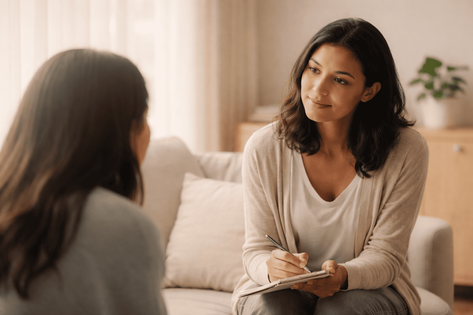 A thoughtful, supportive conversation between a young person and a practitioner
